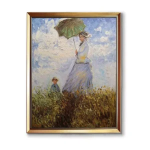 Custom Claude Monet Woman with a Parasol Oil Painting Reproduction in Gold Frame(2550G)
