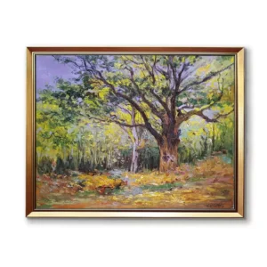 Claude Monet The Bodmer Oak Fontainebleau Forest oil painting reproduction in gold frame(2550G)