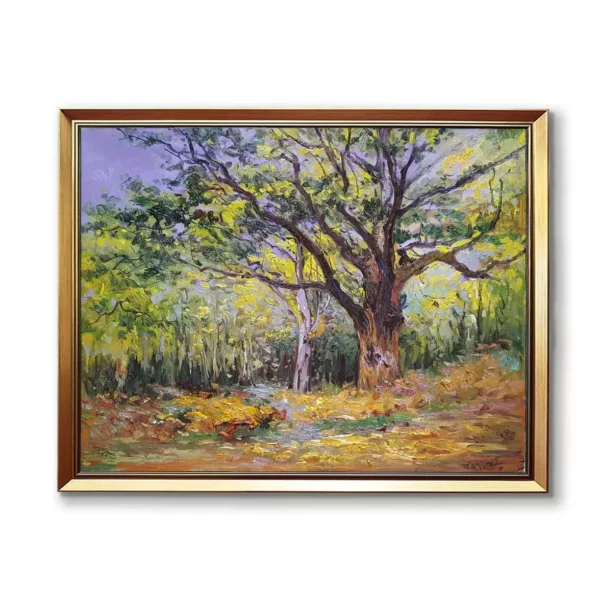 Claude Monet The Bodmer Oak Fontainebleau Forest oil painting reproduction in gold frame(2550G)