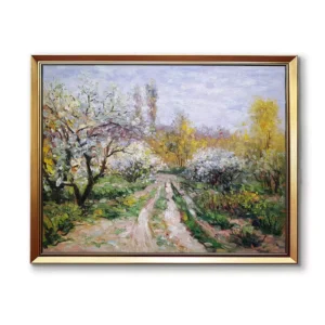 Custom Monet Apple Trees in Blossom Oil Painting Replica in Gold Frame (2550G) - Hand-Painted Museum-Quality Artwork