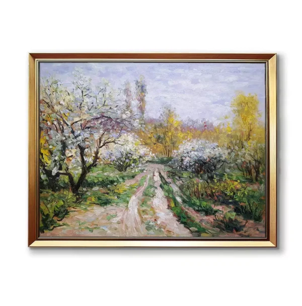 Custom Monet Apple Trees in Blossom Oil Painting Replica in Gold Frame (2550G) - Hand-Painted Museum-Quality Artwork