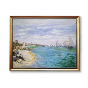 Claude Monet Regatta at Sainte-Adresse oil painting reproduction in ornate gold frame(2550G)
