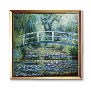 Custom Monet The Water Lilies and Japanese Bridge Oil Painting Replica in Gold Frame (2550G) - Hand-Painted Museum-Quality Artwork