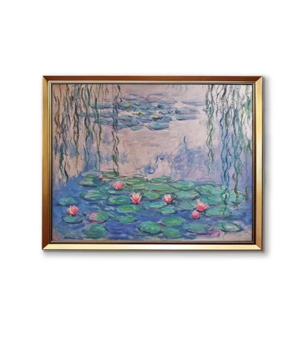 Claude Monet Water Lilies Nymphéas oil painting reproduction framed in museum-style in elegant gold frame(2550gG) - hand-painted oil replica