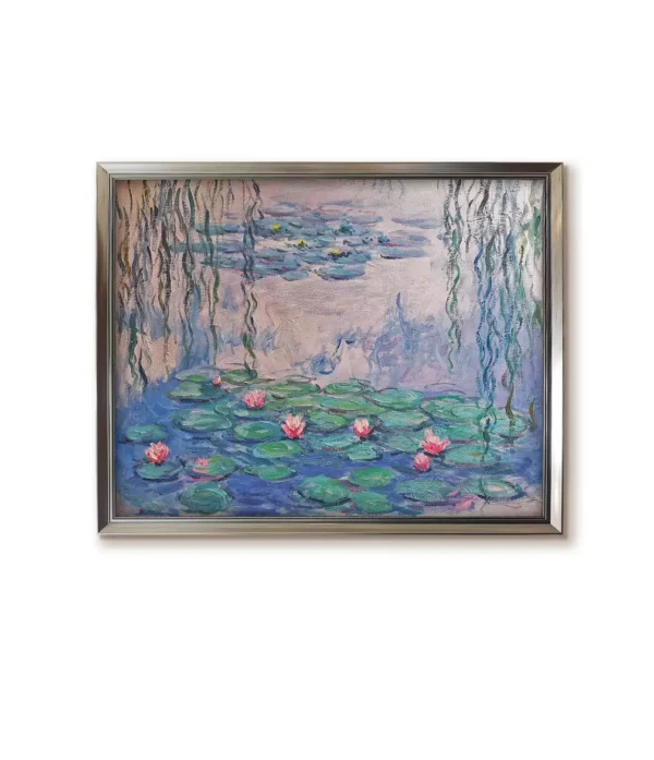 Silver framed(2550S) Water Lilies Nymphéas oil painting Claude Monet reproduction framed in museum-style canvas art.