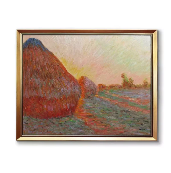 Claude Monet's Graynsta, Haystacks oil painting reproduction in ornate gold frame-2550G