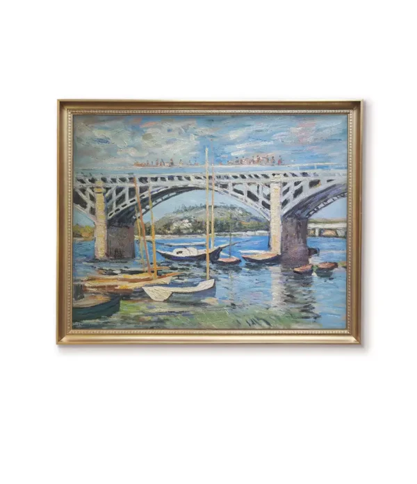 Claude Monet The Seine at Argenteuil 1874 oil painting reproduction in antique gold frame(4032G) on gallery wall