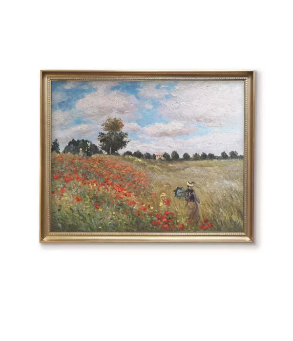 Claude Monet Poppy Field in Argenteuil reproduction in gold frame(4032G) - hand-painted Monet artwork