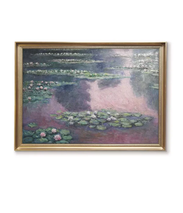 Custom Monet Water Lilies Nymphéas 1905 Oil Painting Replica in Gold Frame (4032G)| Museum-Quality Hand-Painted Art