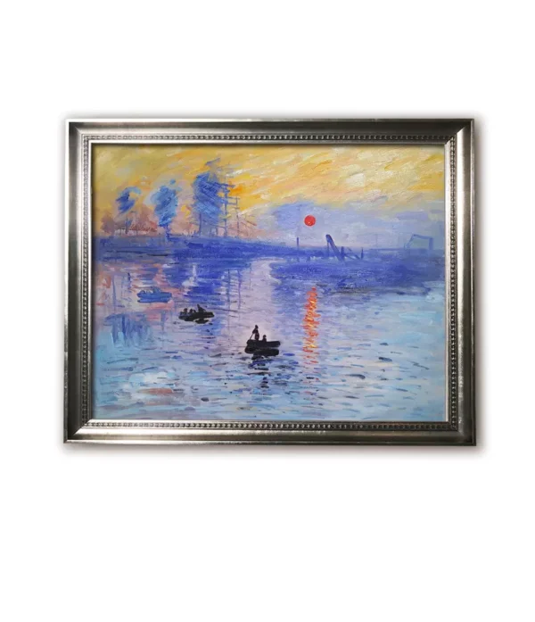 Modern silver-framed 4032S Impression Sunrise artwork displayed in gallery lighting