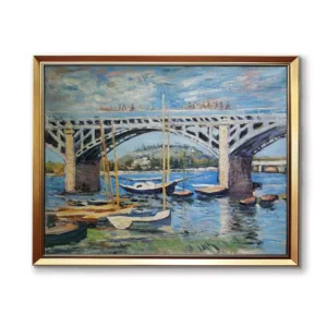 Claude Monet The Seine at Argenteuil 1874 oil painting reproduction in antique gold frame (2550G) on gallery wall