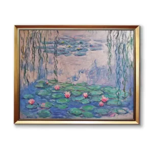 Claude Monet Water Lilies Nymphéas oil painting reproduction framed in museum-style in elegant gold frame(2550gG) - hand-painted oil replica