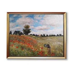 Claude Monet Poppy Field in Argenteuil reproduction in gold frame (2550G)- hand-painted Monet artwork