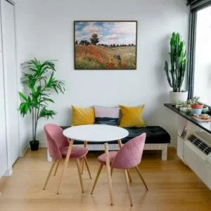 Monet's Poppy Field reproduction in living room decor - museum-quality canvas art