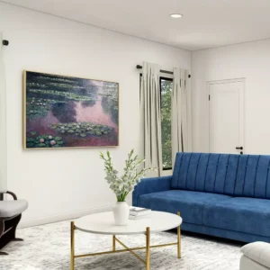 Monet Water Lilies Nymphéas 1905 Replica in Living Room Decor | Custom-Sized Oil Painting