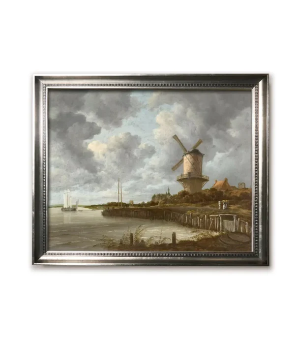Modern Silver Frame-4032S for Ruisdael's *Windmill at Wijk bij Duurstede* Art Print: Matte Finish Contemporary Wall Art