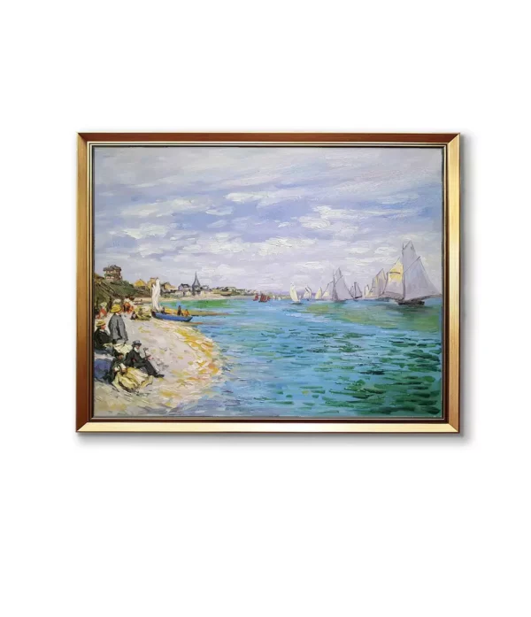 Claude Monet Regatta at Sainte-Adresse oil painting reproduction in ornate gold frame(2550G)
