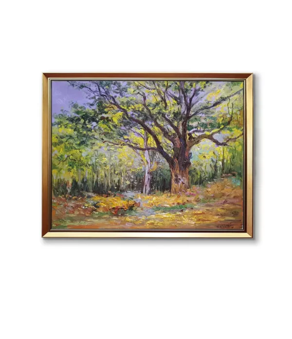 Claude Monet The Bodmer Oak Fontainebleau Forest oil painting reproduction in gold frame(2550G)