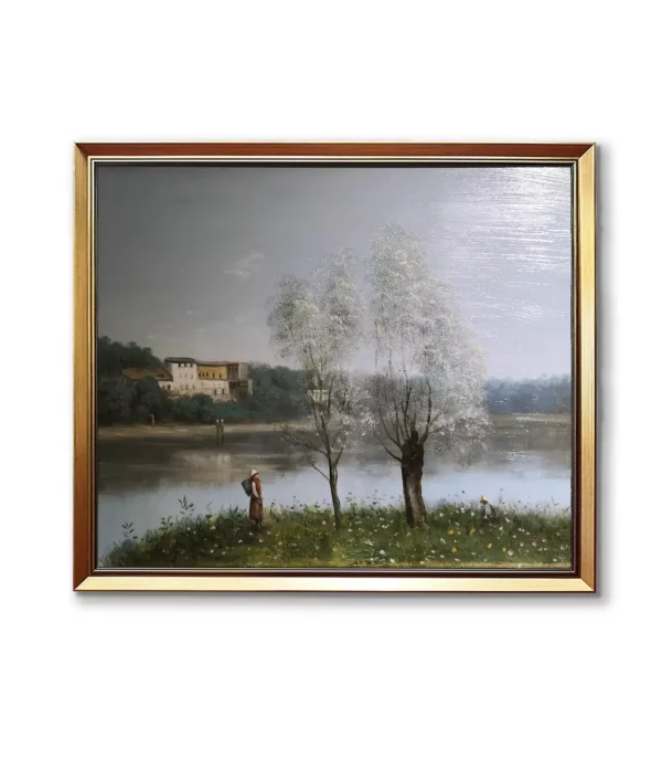 Camille Corot Ville-d'Avray Oil Painting Reproduction in Gold Frame（2550G）| Custom Handmade Landscape Art