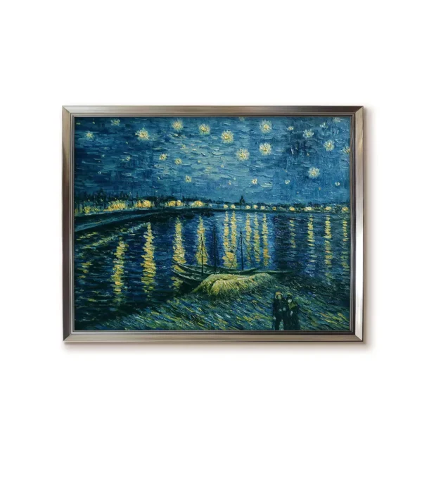 Custom Silver framed(2550S) Van Gogh Starry Night over the Rhone reproduction - modern oil painting replica
