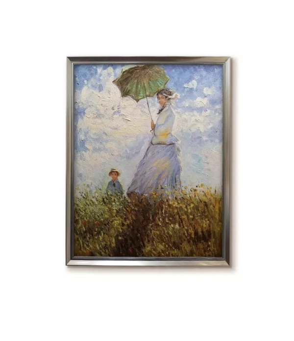 Silver Framed(2550S) Claude Monet Woman with a Parasol Replica Oil Painting