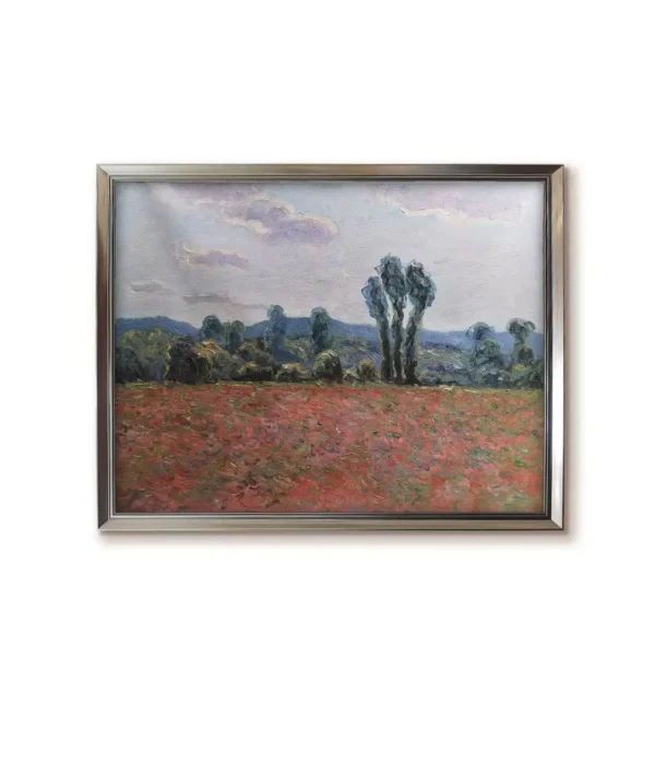 Claude Monet Poppy Field 1890 reproduction in modern silver frame