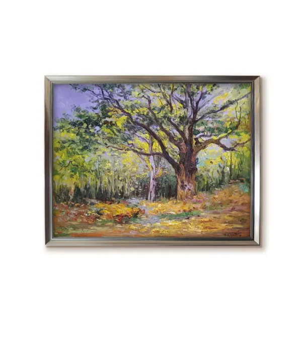 Claude Monet The Bodmer Oak Fontainebleau Forest oil painting reproduction in silver frame(2550S)