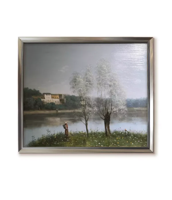 Modern Silver Framed （2550S） Camille Corot Ville-d'Avray Art Replica | Affordable Custom Oil Paintings