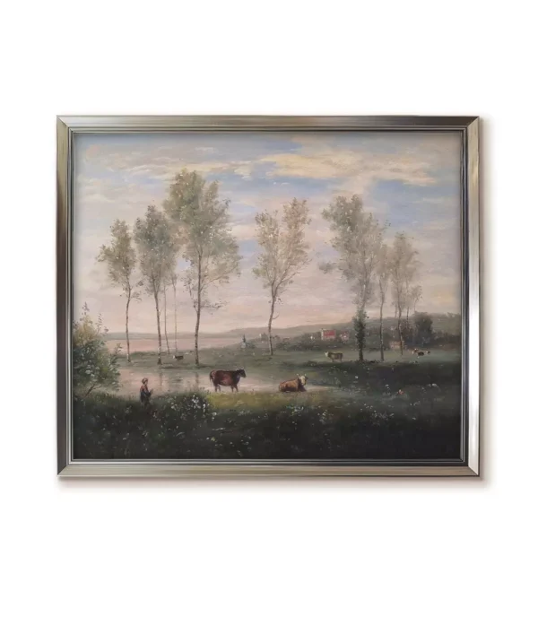 Modern Silver Framed (2550S) Souvenir Amiens Art Replica | Affordable Corot Painting Reproduction