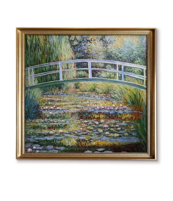 Custom Monet Water-Lily Pond Oil Painting Replica in Gold Frame(4032G)