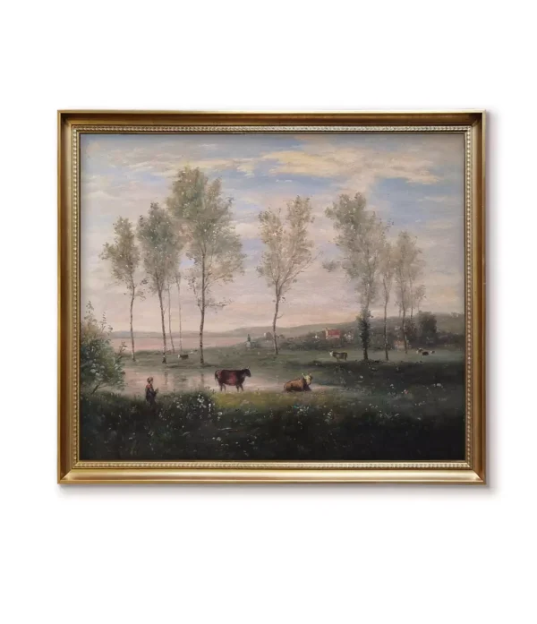 Camille Corot Souvenir Amiens Oil Painting Reproduction in Gold Frame(4032G) | Custom Museum-Quality Ar