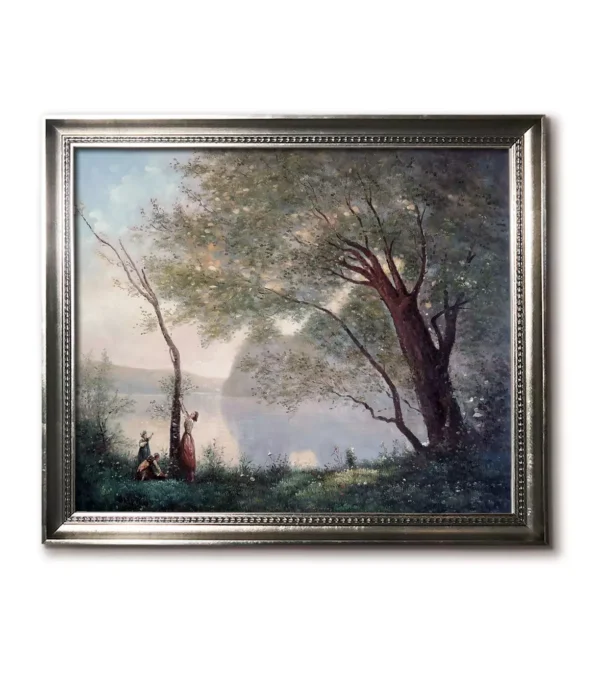 Modern silver framed(4032S) Corot oil painting replica - Recollection of Mortefontaine custom art