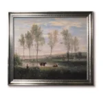 Modern Silver Framed (4032S) Souvenir Amiens Art Replica | Affordable Corot Painting Reproduction