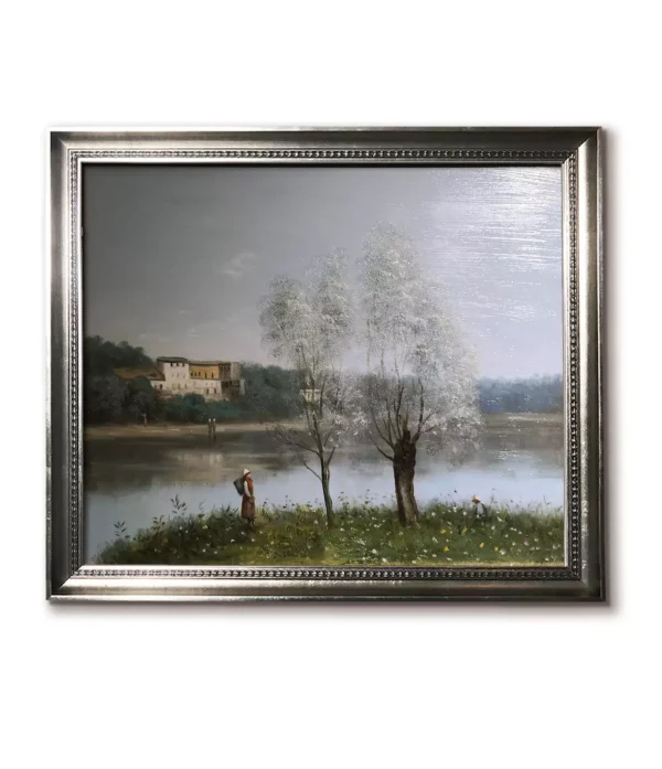 Modern Silver Framed（4032S） Camille Corot Ville-d'Avray Art Replica | Affordable Custom Oil Paintings