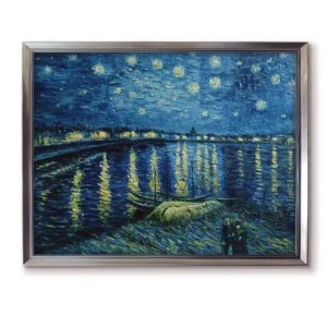 Ready-to-hang Van Gogh Starry Night reproduction with solid wood frame