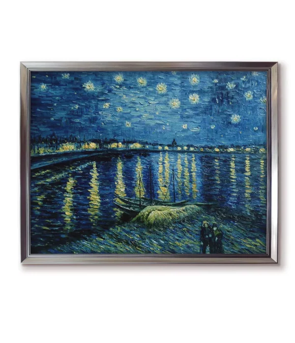 Ready-to-hang Van Gogh Starry Night reproduction with solid wood frame