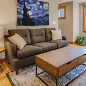 Van Gogh Starry Night Art Reproduction in Living Room - Custom Wall Art