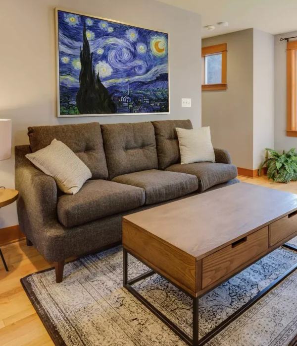 Van Gogh Starry Night Art Reproduction in Living Room - Custom Wall Art
