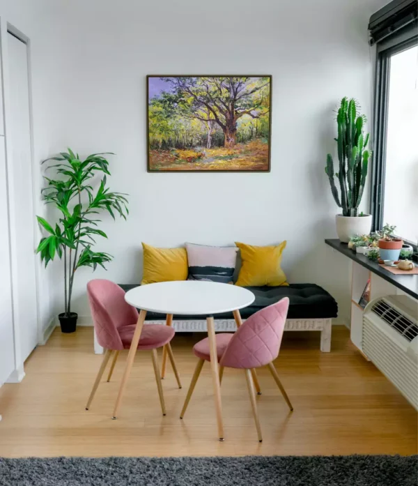 Claude Monet The Bodmer Oak Fontainebleau Forest painting reproduction in home decor setting