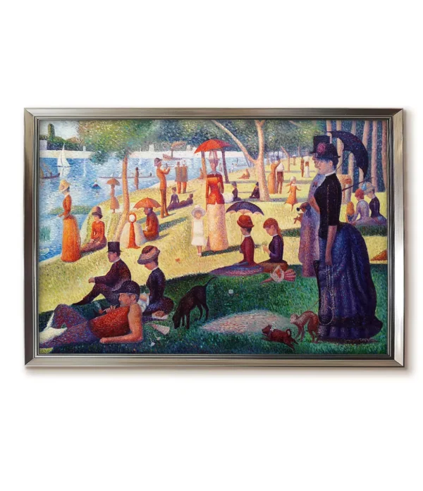 Georges Seurat painting reproductions in a sleek silver frame (2550S)– A Sunday on La Grande Jatte replica