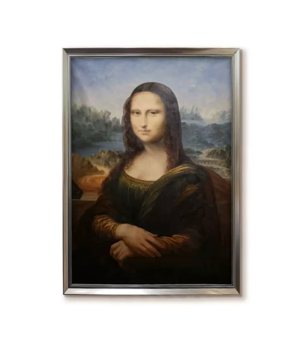 "Affordable framed Mona Lisa art print in contemporary silver frame(2550S)