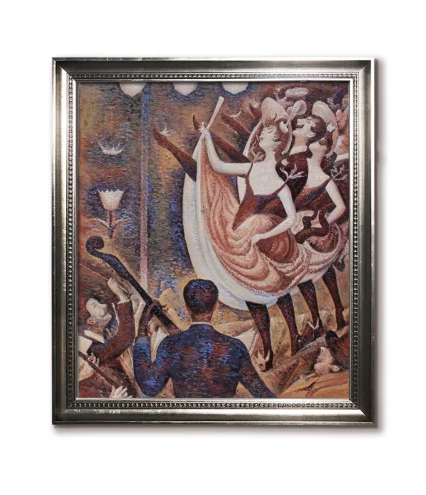 Georges Seurat Le Chahut reproduction in sleek silver frame（4032S）- custom oil painting replica
