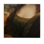Close-up of Mona Lisa hand-painted reproduction showing sfumato technique