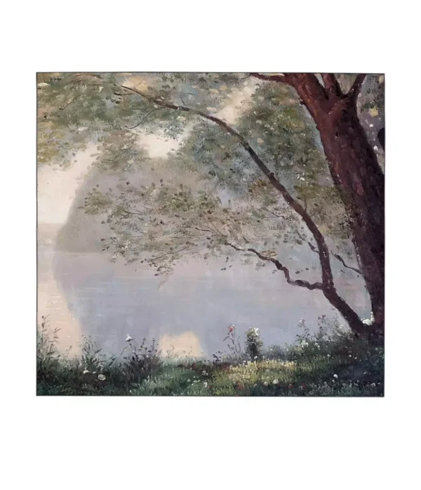 Close-up details of Corot oil painting reproduction brushstrokes | Hand-painted art