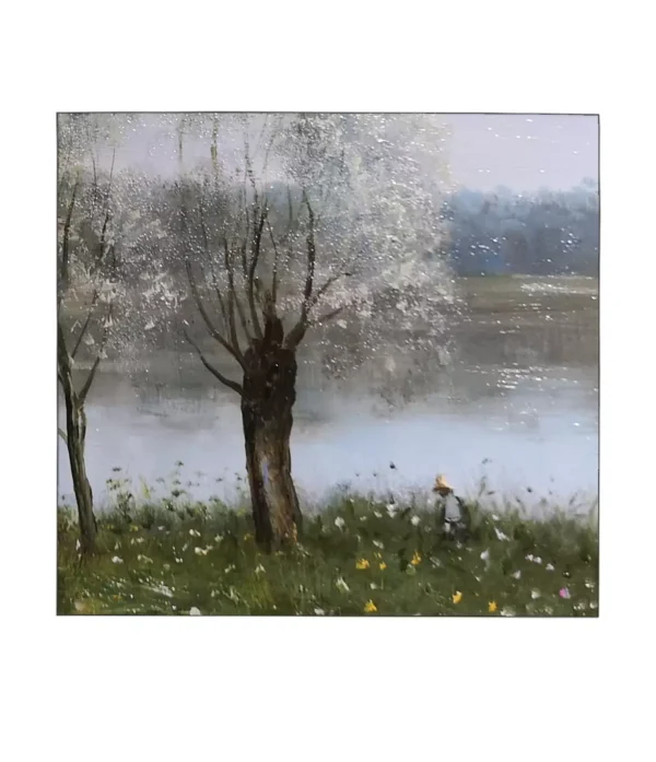 Close-Up Texture of Camille Corot Ville-d'Avray Reproduction | Museum-Quality Brushstrokes