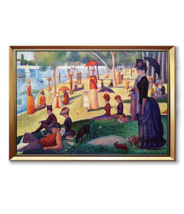 Georges Seurat painting reproductions in a luxurious gold frame(2550G) – A Sunday on La Grande Jatte replica,