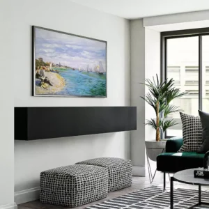 "Monet Regatta painting reproduction in coastal-style living room decor