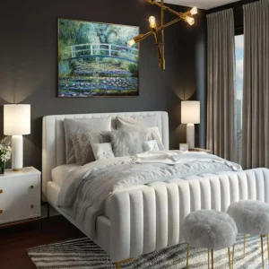 Monet Water Lilies oil painting reproduction in home decor setting