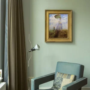 Handmade Monet Woman with a Parasol Oil Painting in Living Room Decor