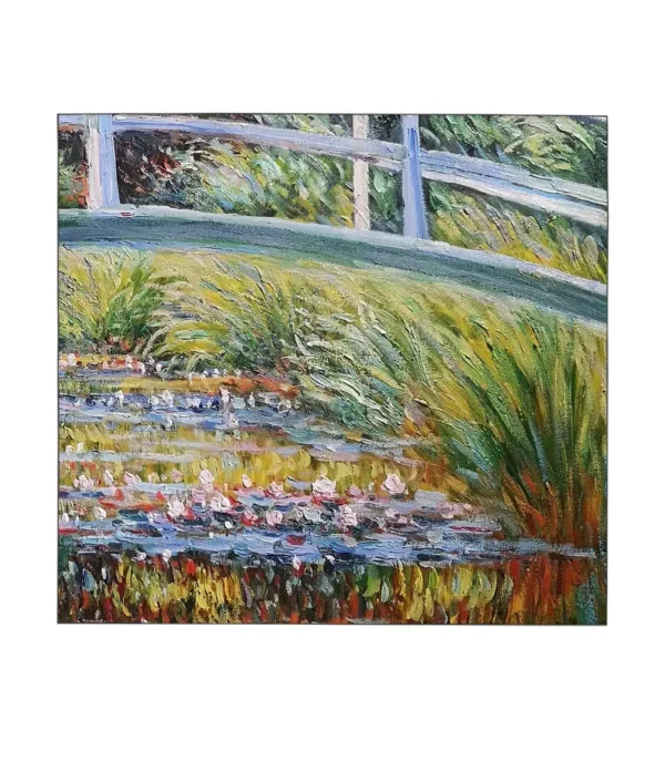 Brushstroke Details of Handmade Monet Water-Lily Pond Painting Reproduction